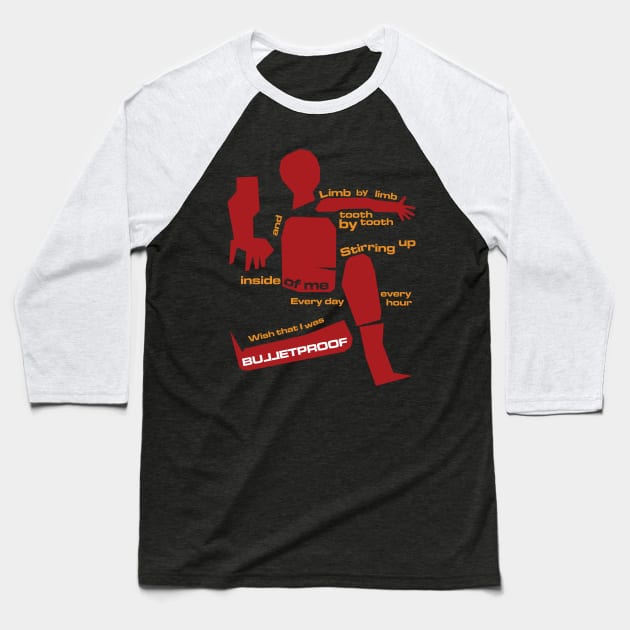 Bulletproof Red Baseball T-Shirt by Raul Baeza